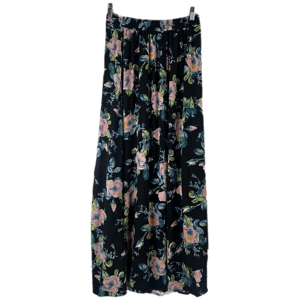 Xhilaration Floral Maxi Long Flowy Summer Spring Cottage Skirt XS Blue Rose - Picture 3 of 12